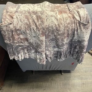 Crazy train cow hide fringe shorts